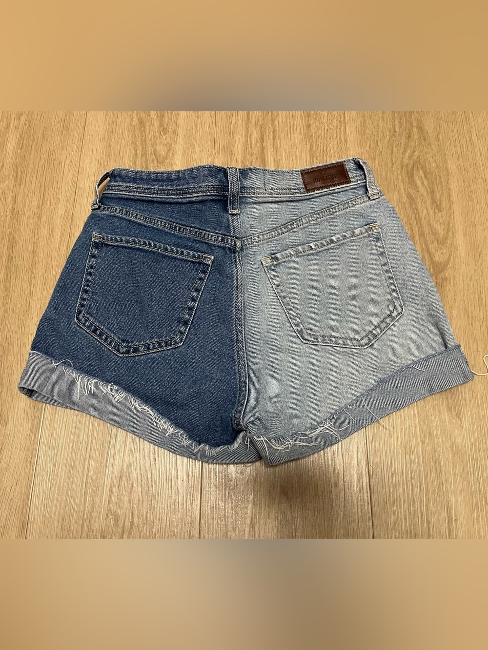 Hollister Two-Tone Blue Denim Cutoff Shorts with Button Fly size 26